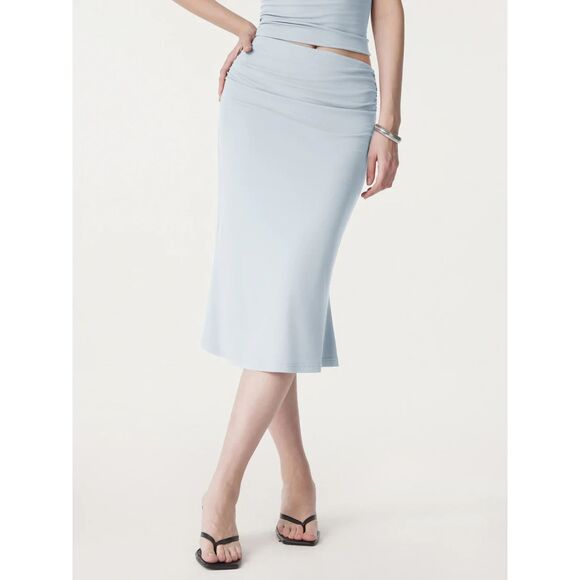 NWT OGLmove Ruched Side Mermaid Midi Skirt Burnt Orange Women's Size Small - Picture 1 of 8